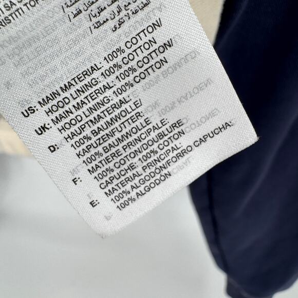 adidas Originals Hoodie Womens Large Cropped Pullover Cream Blue Logo Hit - Picture 7 of 8
